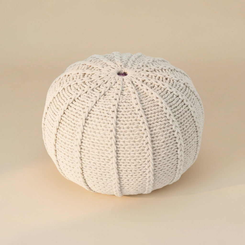 COTTON KNITED POUF BEIGE