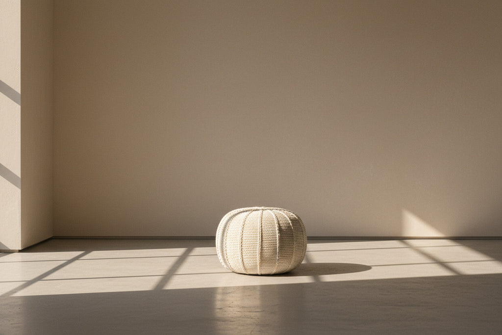 COTTON KNITED POUF BEIGE