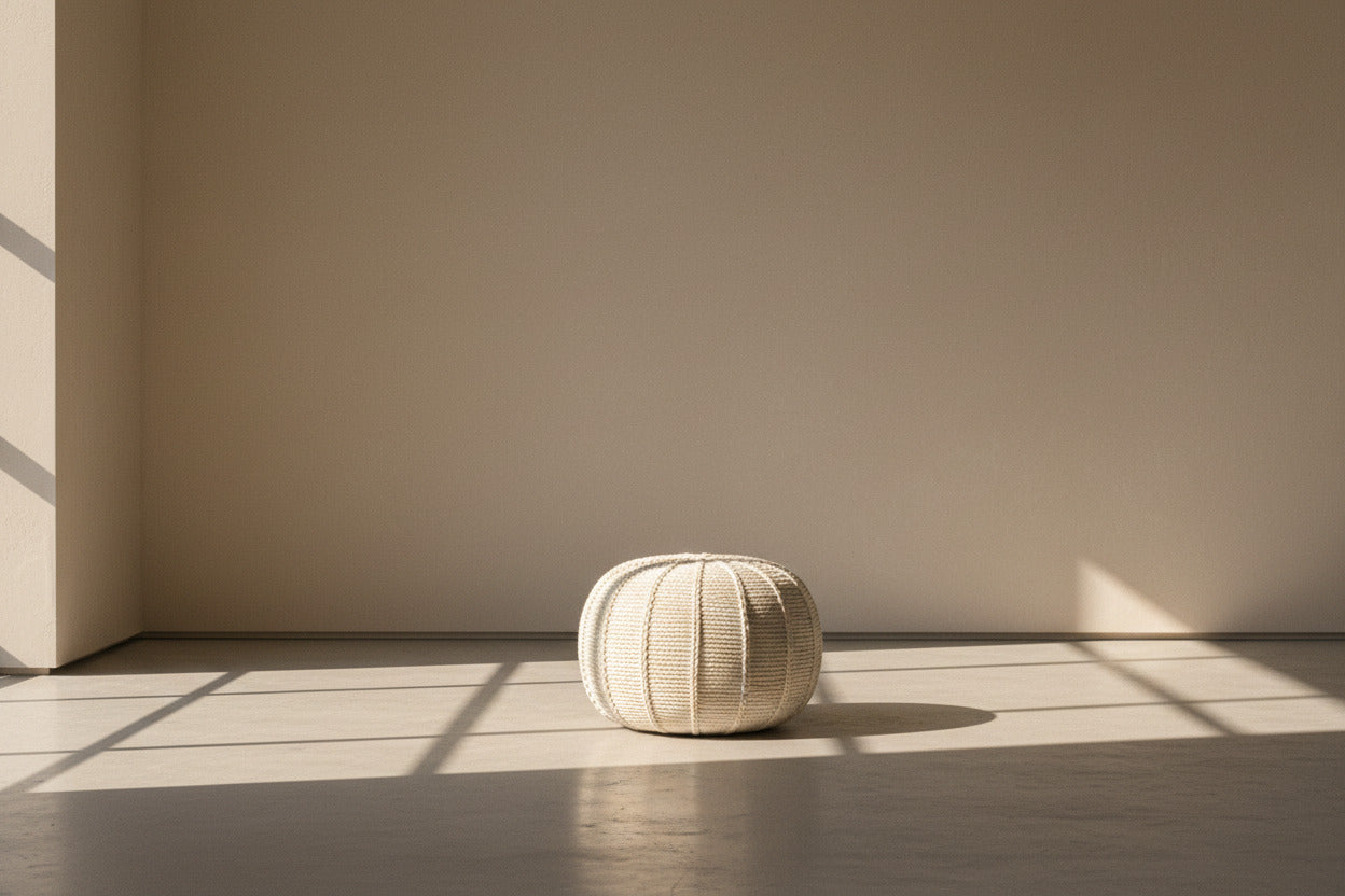 COTTON KNITED POUF BEIGE