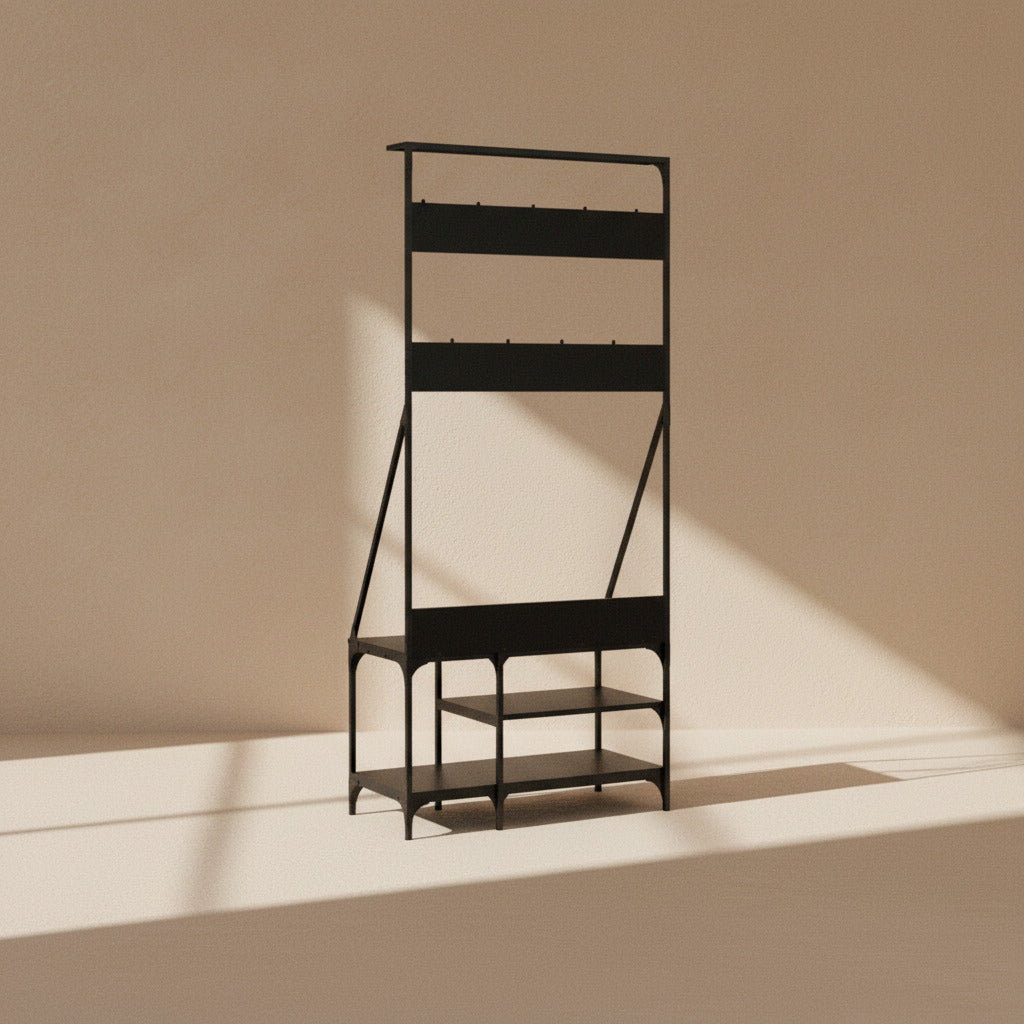 COAT RACK WITH SHOE SHELF