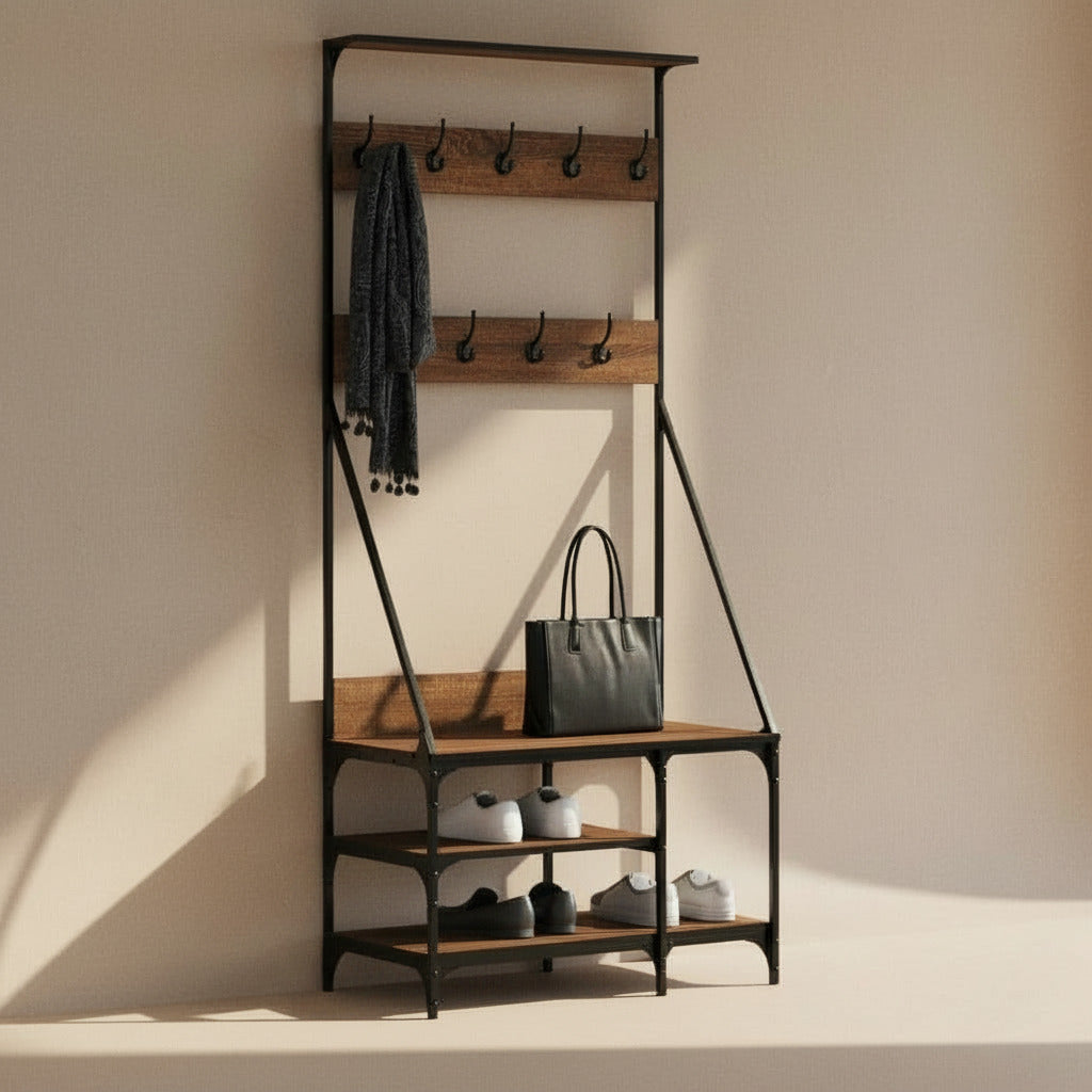COAT RACK WITH SHOE SHELF
