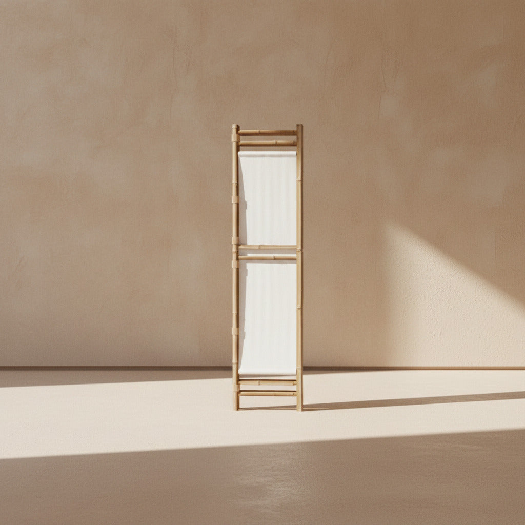 BAMBOO FOLDING SCREEN OFF WHITE/BLACK