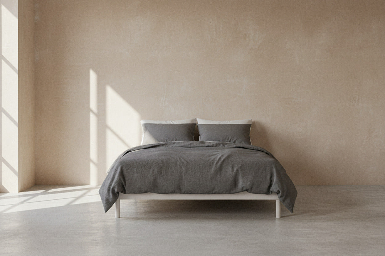 LINEN DUVET COVER WITH ZIPPER GRAY