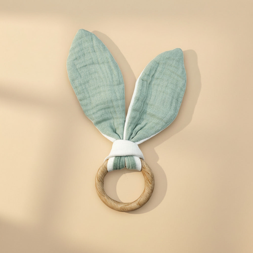 ORGANIC COTTON TEETHING RING GREEN