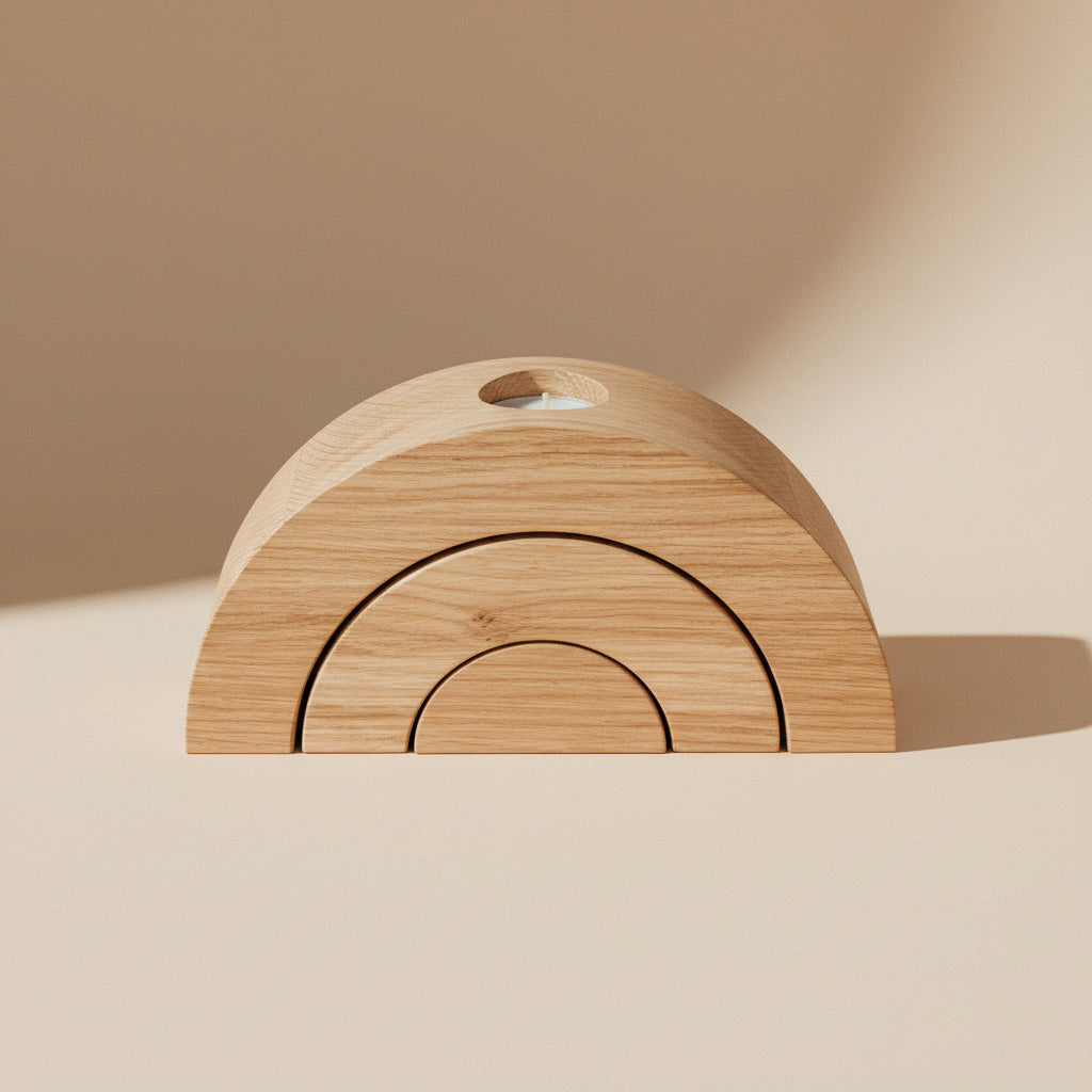 OAK CANDELSTICKS SEMICIRCULAR