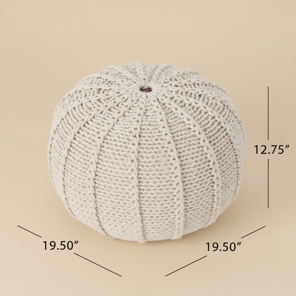 COTTON KNITED POUF BEIGE
